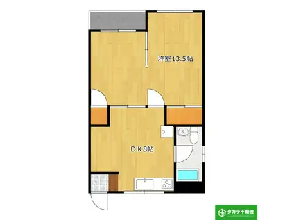 テラス石垣(1DK/6階)の間取り写真