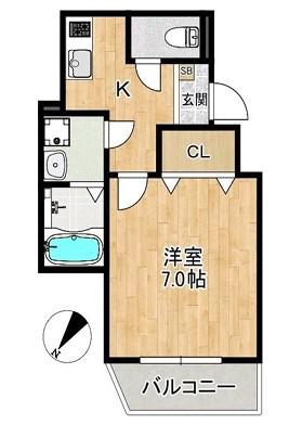 ALEGRIA姫路東(1K/3階)の間取り写真
