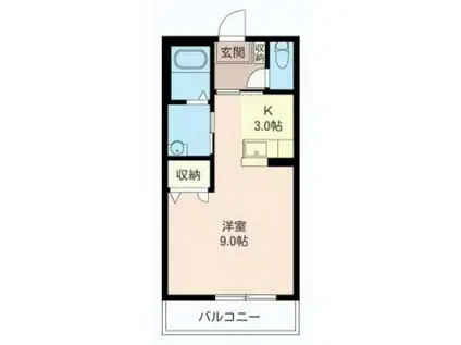 グラシュードゥ(1K/2階)の間取り写真