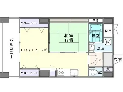 レジデンスカープ博多(1LDK/10階)の間取り写真