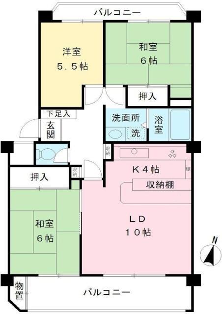 京王めじろ台マンションD棟(3LDK/4階)の間取り写真