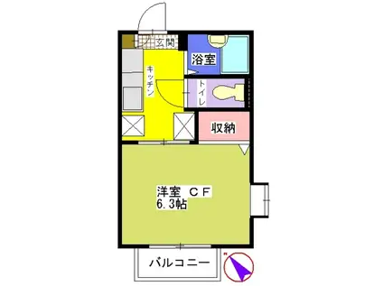フォーブルM(1K/2階)の間取り写真