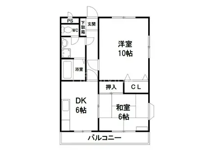 LIFE館羽ノ浦I(2DK/2階)の間取り写真