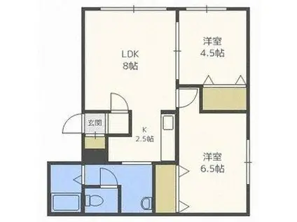 和光ハイツ6号棟(2LDK/1階)の間取り写真