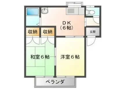 メゾンキャッスル(2DK/2階)の間取り写真