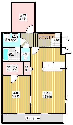 クレサンテーム(1SLDK/4階)の間取り写真