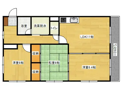 コリーヌ・ヴェール(3LDK/1階)の間取り写真