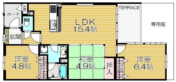 パレ塚口北宮の杜(3LDK/4階)の間取り写真