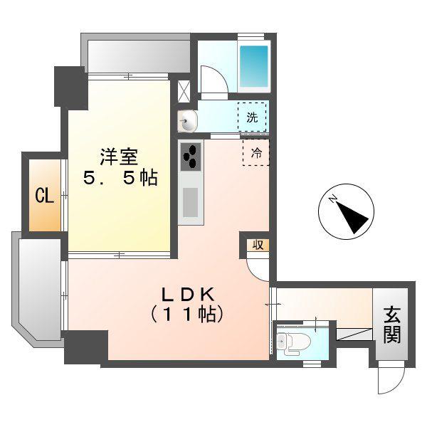 ノッティング ヒル(1LDK/6階)の間取り写真