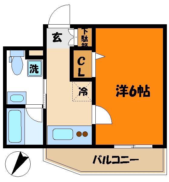 スパシエガーデン川崎梶ケ谷(1K/2階)の間取り写真