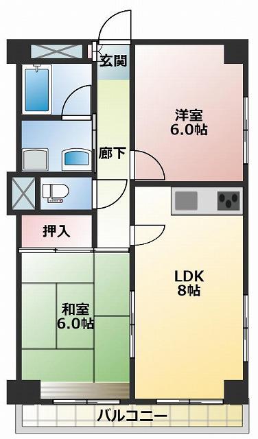 グランリーオ(2LDK/3階)の間取り写真