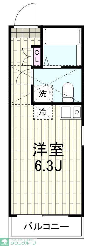 コンフォート読売ランド前参番館(ワンルーム/2階)の間取り写真