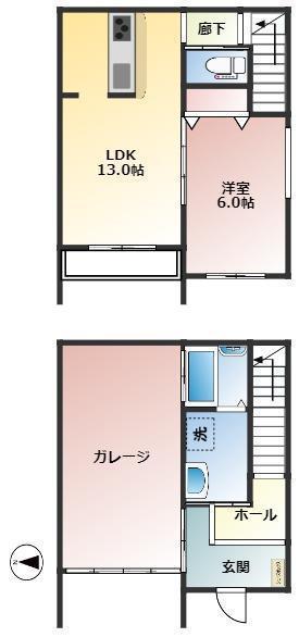 MNガレージ(1LDK/1階)の間取り写真