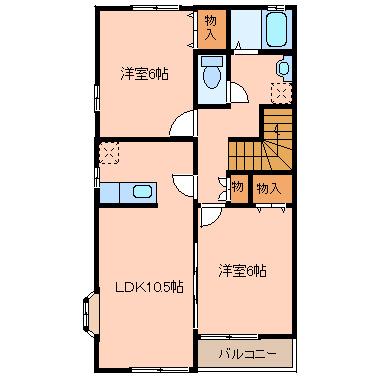 スケッチ 1番館(2LDK/2階)の間取り写真