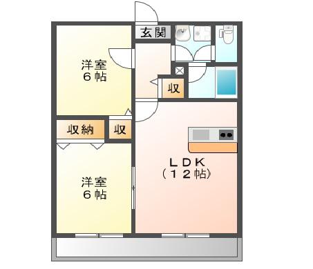 スマイル21(2LDK/2階)の間取り写真