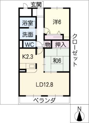 フォーサイト南鶉(2LDK/1階)の間取り写真