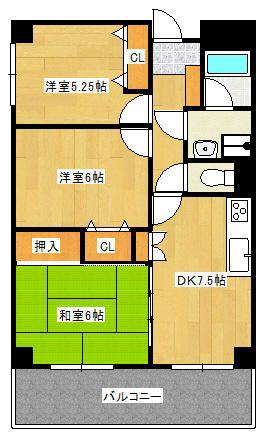 蔵王アイビーコートB棟(3DK/2階)の間取り写真