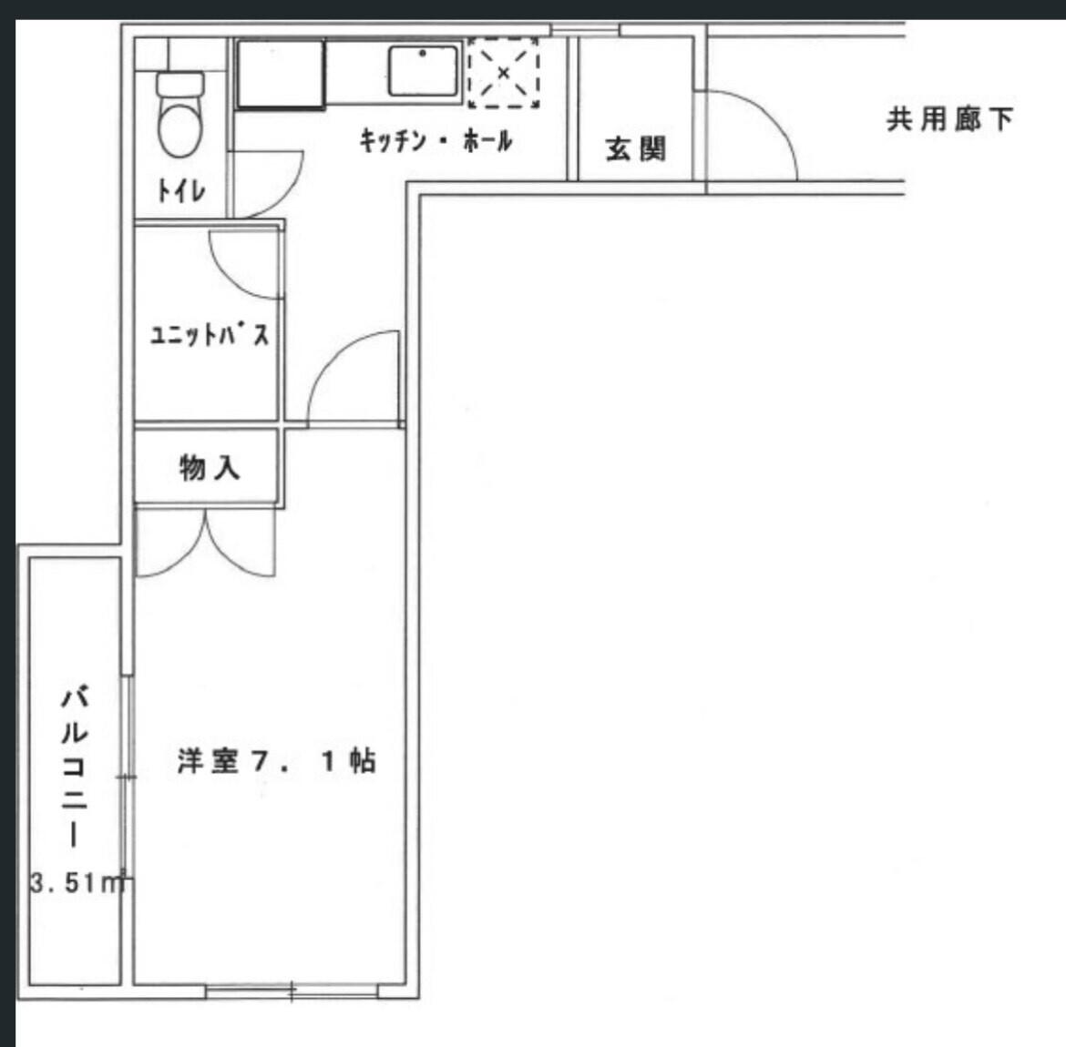 ハーモニアス桜山(1K/2階)の間取り写真