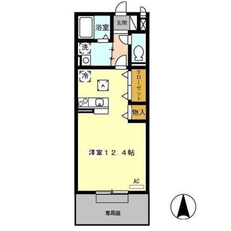 D-GARDEN神崎 B(ワンルーム/1階)の間取り写真
