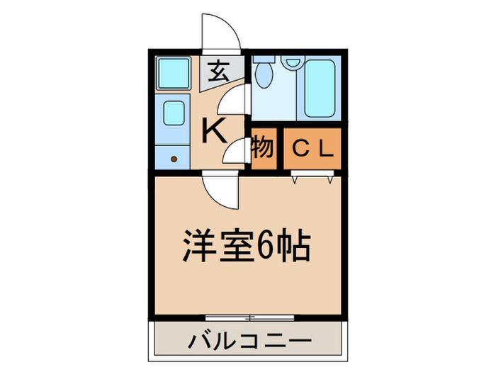 KGホーム I(1K/2階)の間取り写真