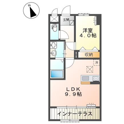 阿見町中郷 (1LDK/1階)の間取り写真
