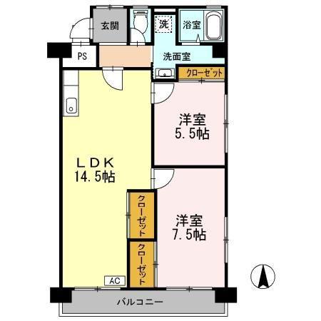 メゾン・ド・昭裕 II(2LDK/3階)の間取り写真