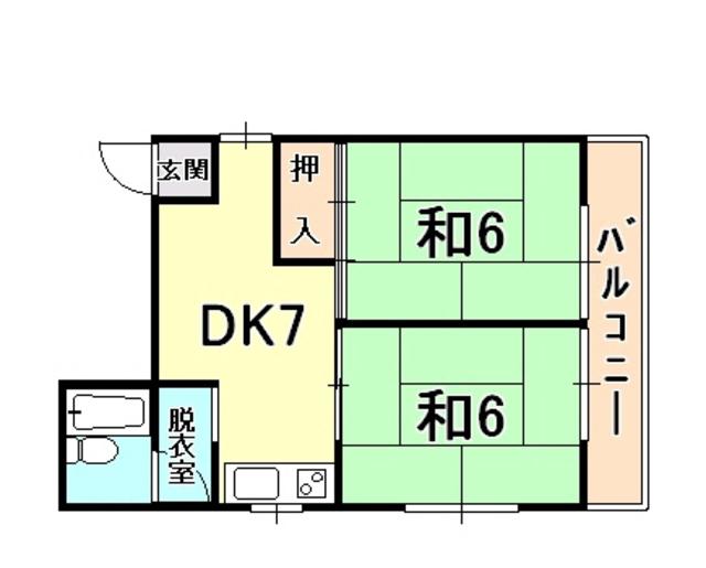シャルム風見鶏(2DK/3階)の間取り写真