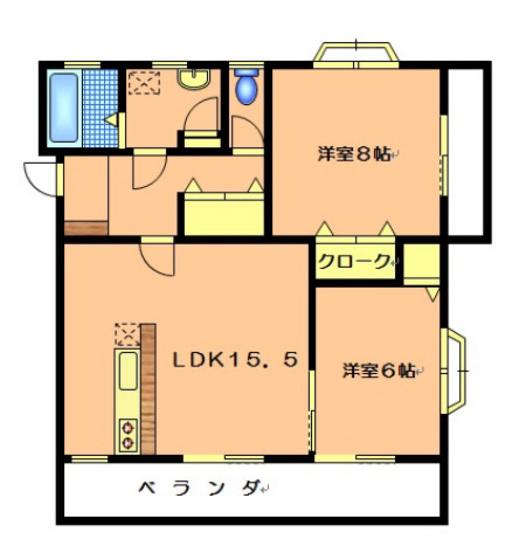 サンパークマンション益田(2LDK/2階)の間取り写真