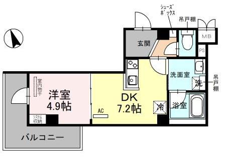 D-REIDENCE長居(1DK/1階)の間取り写真