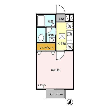 セジュールKIII(1K/1階)の間取り写真