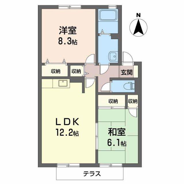 エヴァ・グリーン(2LDK/1階)の間取り写真
