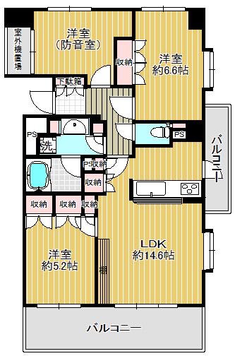 品川戸越パーク・ホームズ(3LDK/6階)の間取り写真