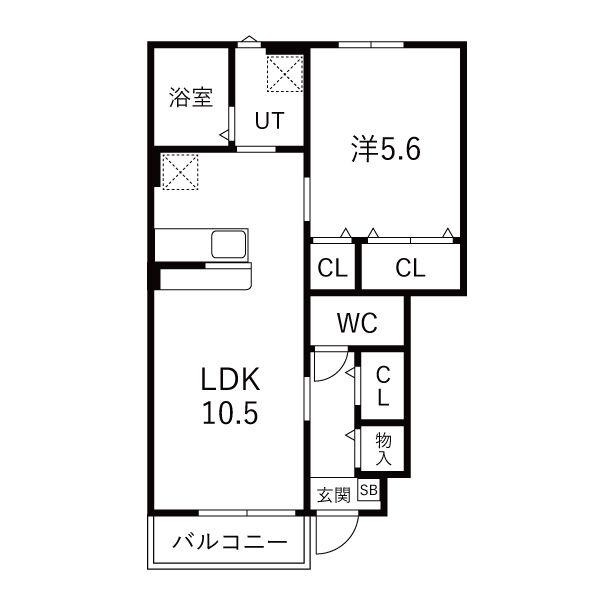 BEFINE新利府(2LDK/1階)の間取り写真