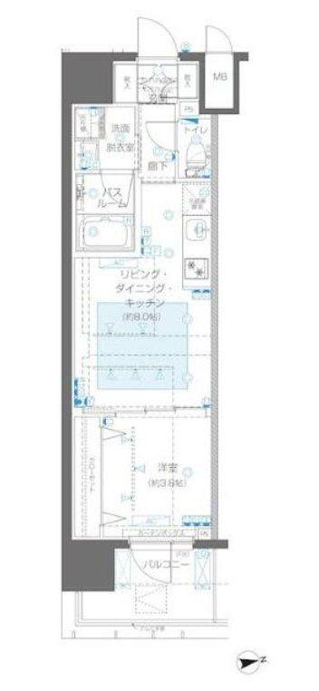 ズーム新宿御苑前 (1LDK/6階)の間取り写真