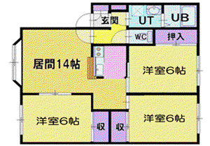グレースパ-ク厚別北D(3LDK/2階)の間取り写真