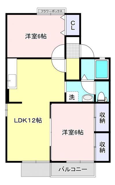 ロイヤルガーデン壱番館(2LDK/1階)の間取り写真