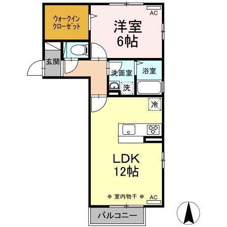 グランシャリオB(1LDK/2階)の間取り写真