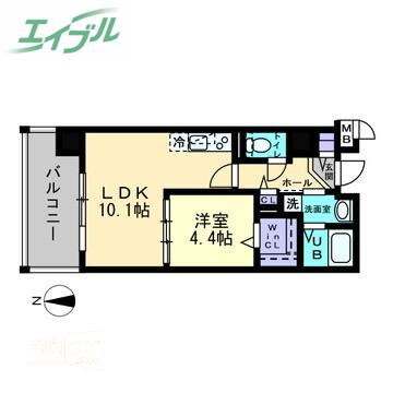ハアラン国体町(1LDK/8階)の間取り写真