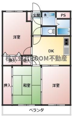 西村マンションII(3DK/2階)の間取り写真