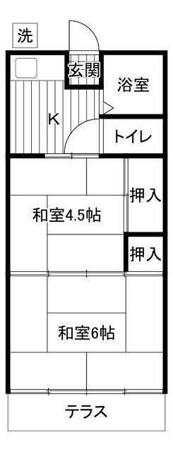 グリーンハウス(2K/1階)の間取り写真