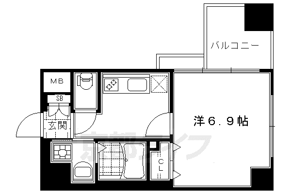 アスヴェル京都河原町二条(1K/4階)の間取り写真