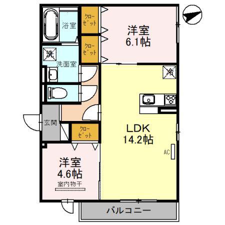 地下鉄谷町線 喜連瓜破駅 徒歩19分 3階建 築5年(2LDK/2階)の間取り写真