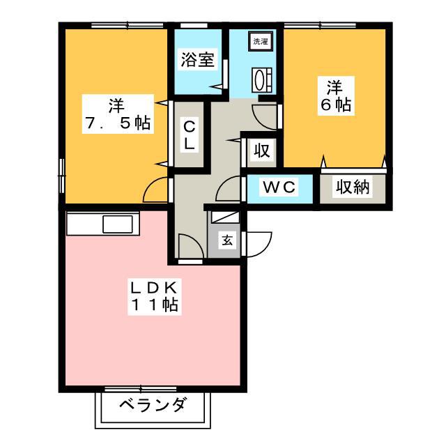 アーバンライフ久世II(2LDK/2階)の間取り写真