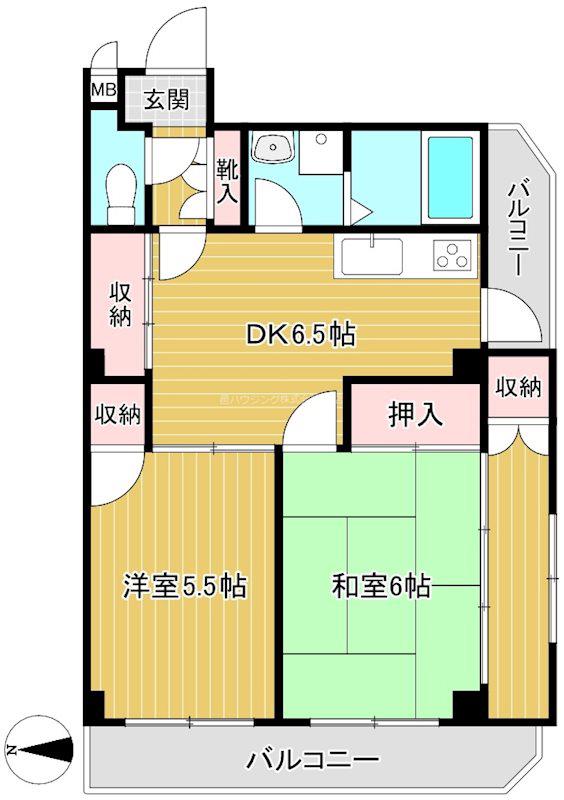 ファミーユ豊玉(2DK/2階)の間取り写真