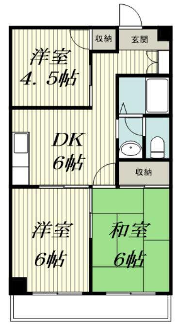 コートサイドベル(3DK/4階)の間取り写真