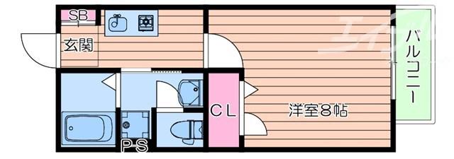 クオーレ千里(1K/2階)の間取り写真