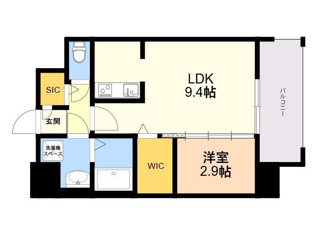 エンクレスト天神LARK(1LDK/8階)の間取り写真