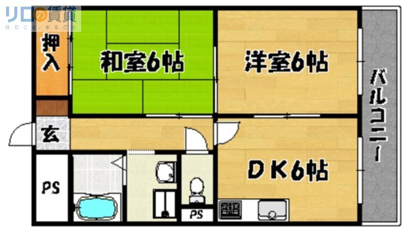 コンフォート井高野(2DK/3階)の間取り写真