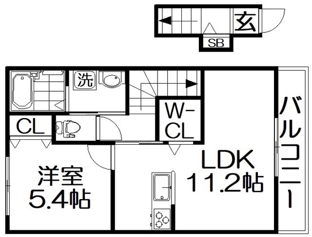 アルーデコートI(1LDK/2階)の間取り写真