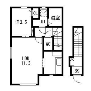 シエール(1LDK/2階)の間取り写真